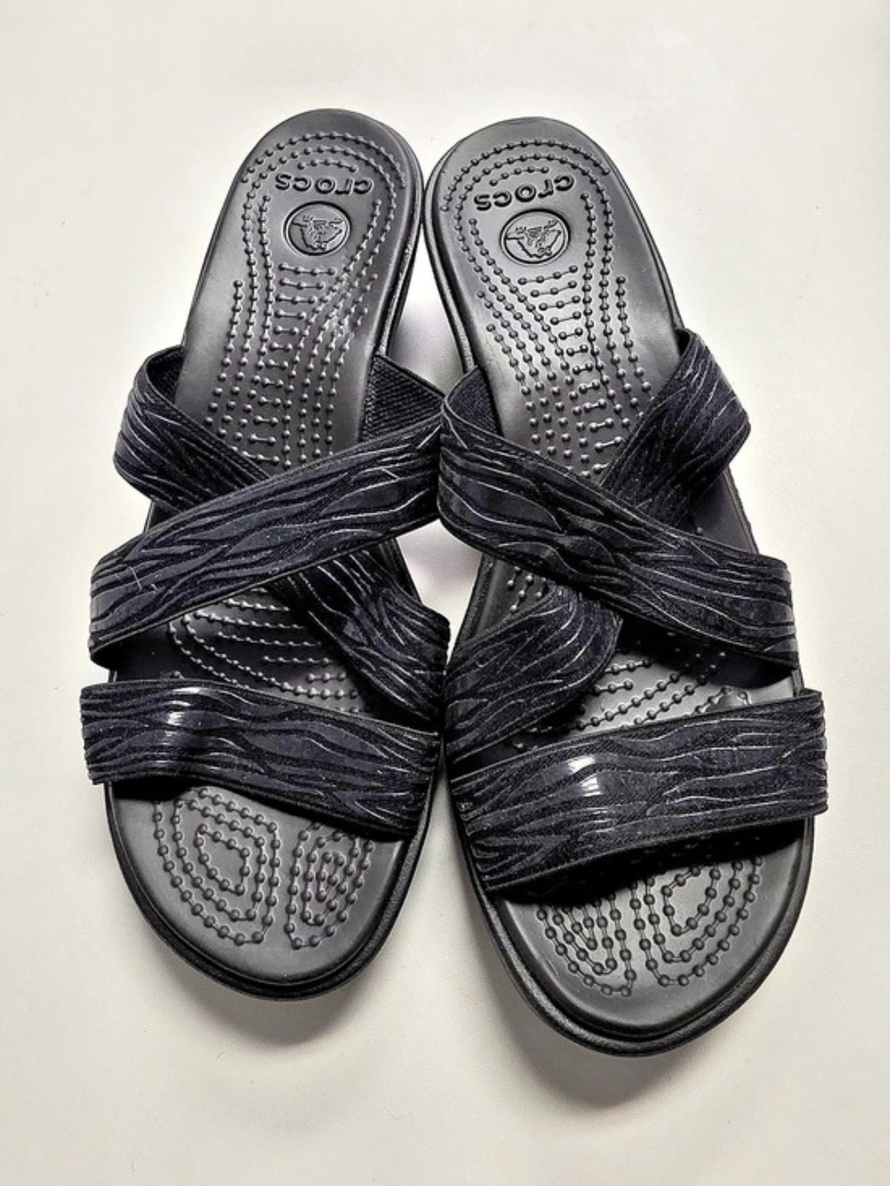 Crocs Patricia Wedge Sandal Black Strappy Slides